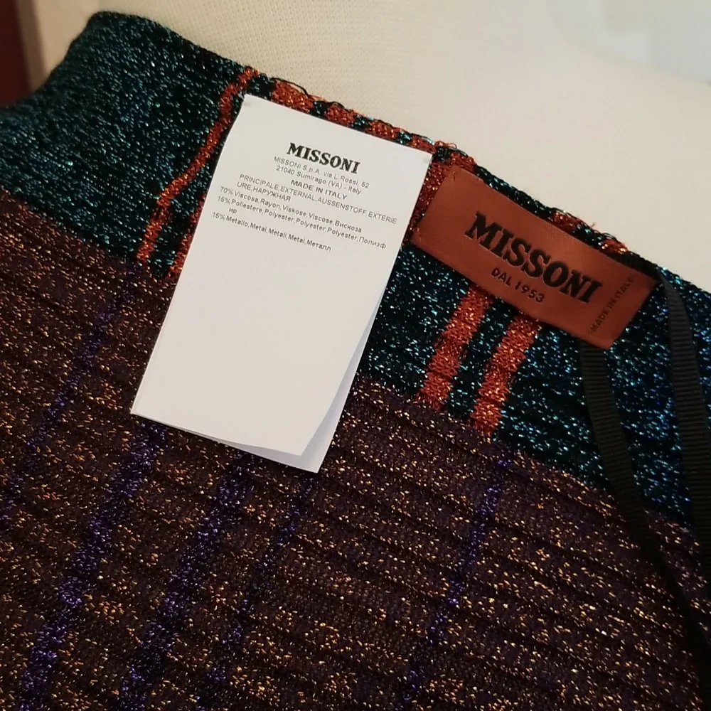Missoni Metallic Ribbed Knit Bandana Scarf